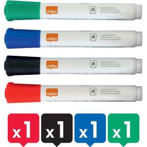 Nobo whiteboard markers, set of 4, black, blue, red, green - Whiteboard & flipchart marker