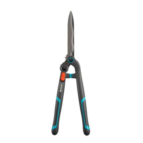 Gardena EnergyCut hedge shears, grey and blue handles, white background