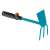 Gardena Combisystem straight hoe with three prongs and a flat blade, blue and black
