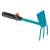 Gardena Combisystem straight hoe with three prongs and a flat blade, blue and black