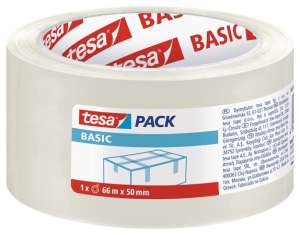 TESA PACK Basic priehľadná baliace páska, 50 mm x 66 m - Lepiace pásky