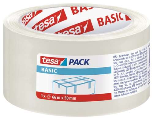TESA PACK Basic prozirna traka za pakiranje, 50 mm x 66 m