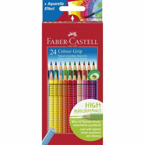 FABER-CASTELL Színes ceruza készlet, háromszögletű, FABER-CASTELL "Grip 2001", 24 különböző szín
