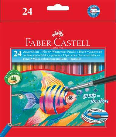 FABER-CASTELL Aquarellstifte-Set, sechseckig, mit Pinsel, FABER-CASTELL, 24 verschiedene Farben 31537707