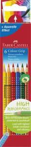 Faber-Castell Grip 2001 watercolor pencils, 6 pack, assorted colors - Colored Pencil