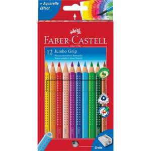 Faber-Castell Jumbo Grip Vodene boje u boji, 12 boja - Drvena bojica