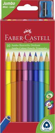 FABER-CASTELL Coloured pencil set, triangular, FABER-CASTELL "Jumbo", 10 different colours