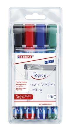 EDDING Flipchart marker készlet, 1,5-3 mm, kúpos, EDDING "380", 4 különböző szín 31538028