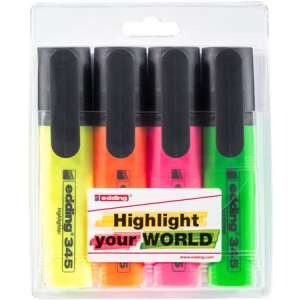 EDDING 345 highlighter set, 4 colors, yellow, orange, pink, green - Marker & Highlighter