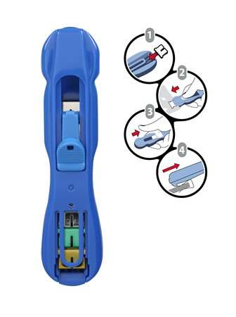 ICO Magic Clip dispenser, blue, 4.8mm and 6.4mm binder clips