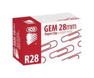 ICO GEM 28mm Paper Clip, copper finish, 100 pieces - Paperclip