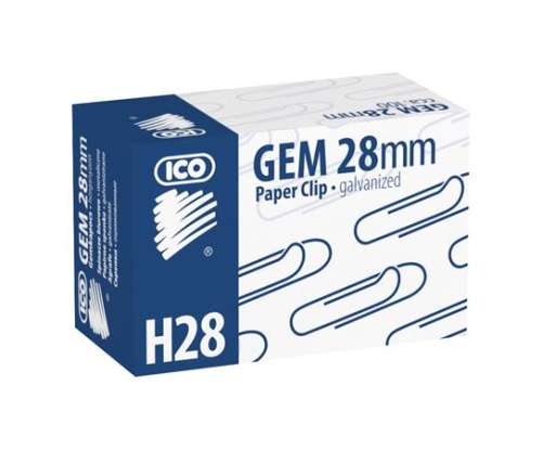 ICO GEM 28mm papírkapocs, 100 db-os csomag, horganyzott, H28
