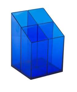 ICO Transparent Blue Pen Holder with 4 Compartments - ICO