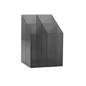 ICO Smoke Grey Pen Holder, 6 compartments, for pens, pencils, markers, and other office supplies - ICO