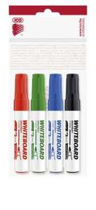 ICO whiteboard markers, 4 pack, red, green, blue, black - Whiteboard & flipchart marker