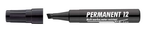 ICO Permanent 12 black chisel tip marker, 1-4 mm, water resistant