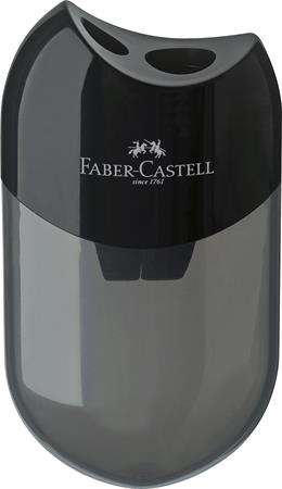 Faber-Castell double hole pencil sharpener with shavings container, black