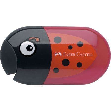 Faber-Castell Canistră cu două orificii cu radieră și ascuțitoare - Ladybird #black-red