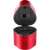 Faber-Castell Grip 2001 Trio pencil sharpener, red, open, showing the three holes