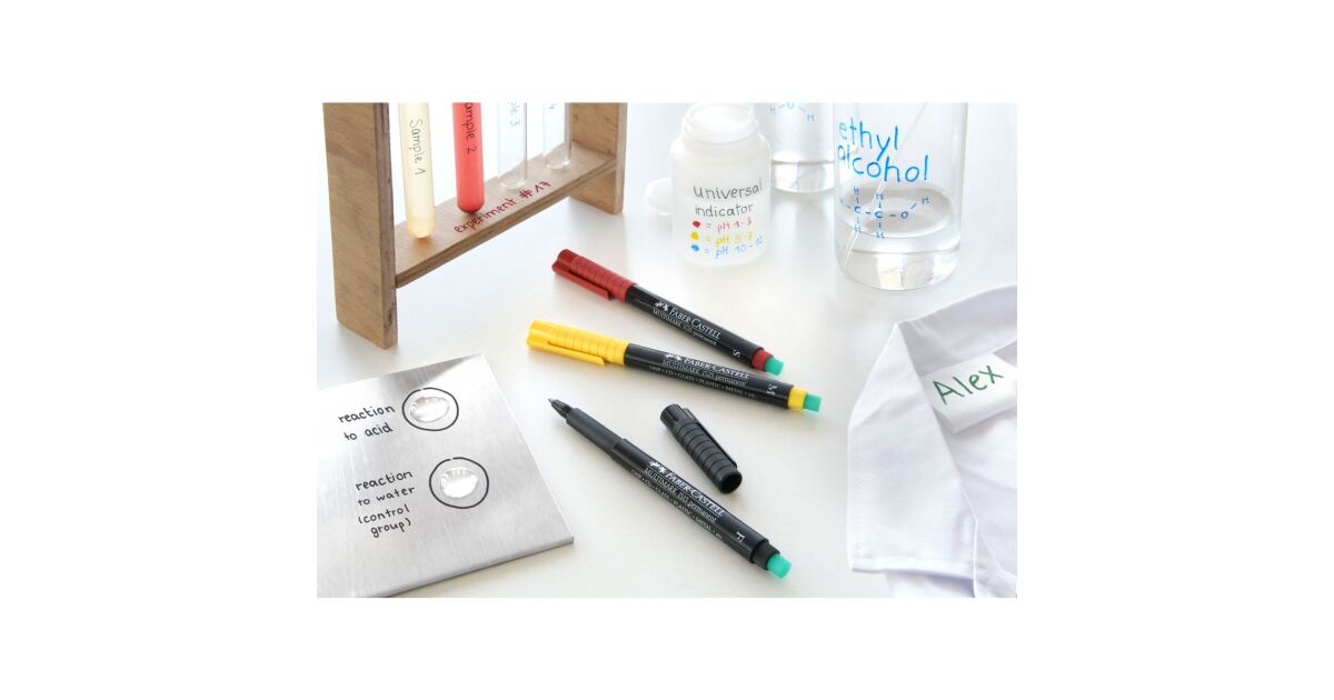 FABER-CASTELL 152604 - Marker Multimark, niet-permanent, dikte M, 4 stuks in etui, elk 1x rood FABER-CASTELL 152604 - Marker Multimark, niet-permanent, dikte M, 4 stuks in etui, elk 1x rood