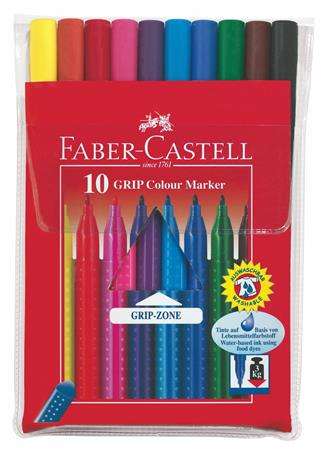FABER-CASTELL Filzstift-Set, dreieckig, FABER-CASTELL "Grip", 10 verschiedene Farben
