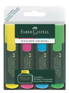 Faber-Castell Textliner 1548 Refill Highlighter Set, 4 colors, yellow, pink, blue, green - Marker & Highlighter