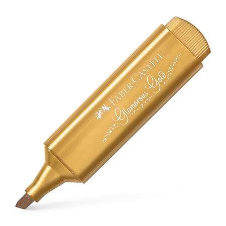 FABER-CASTELL Glamorous Gold Textmarker, gold metallic Farbe, 1-5 mm abgeschrägte Spitze