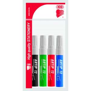 ICO Artip 12 flipchart markers, 4 pack, chisel tip, 1-4mm line width, red, green, blue, black - Whiteboard & flipchart marker