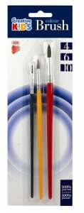 ICO Creative Kids paint brushes set, 3 pieces, sizes 4, 6, 10 - Paintbrush