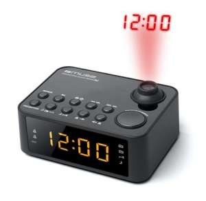 MUSE M-178P Projection Clock Radio, black, with red LED projection, dual alarm, FM/MW radio, AUX input, sleep and snooze function - MUSE Radio