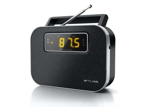 MUSE M-081R tragbares Radio mit digitaler Uhr und Wecker, schwarz