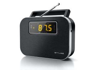 MUSE M-081R portable radio with digital clock and alarm, black - Audio