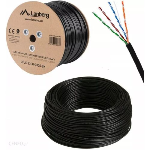 Kabel Lanberg Kabel LAN UTP Cat.5e 305m Zewnętrzny Solid CU Fluke Passed 140183593