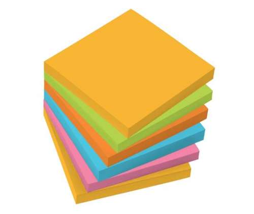 SIGEL Bloc de notițe autocolante, 75x75 mm, 100 de coli, 6 culori, SIGEL, culori mixte