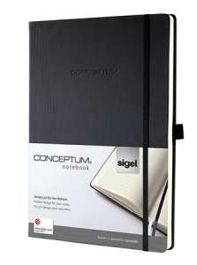 SIGEL Jegyzetfüzet, exkluzív, A4, kockás, 97 lap, keményfedeles, SIGEL "Conceptum", fekete 31539966 Füzet