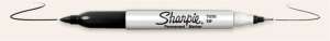 Sharpie Twin Tip Permanent Marker, Crna, dvostrana, tanka i srednja oštrica - Sharpie
