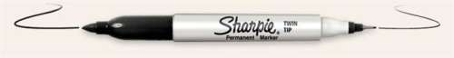Sharpie Twin Tip Permanent Marker, Черен, двустранен, тънък и среден връх