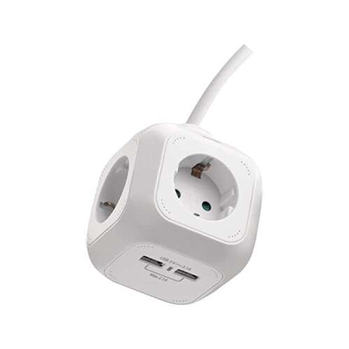 Emos P04219GU white extension cord with 4 sockets and 2 USB ports