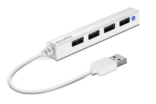 SPEEDLINK USB-Hub, 4 Ports, USB 2.0, SPEEDLINK "Snappy Slim" weiß