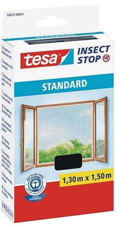 TESA Moskitonetz für Fenster, Klettverschluss, 1,3 x 1,5 m, TESA, anthrazit