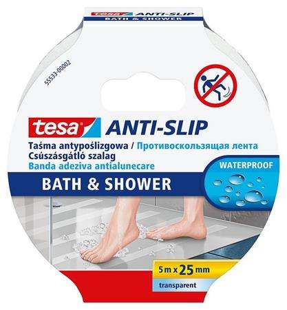 TESA Bandă antiderapantă, pentru baie, 25 mm x 5 m, TESA "Anti-Slip", transparentă