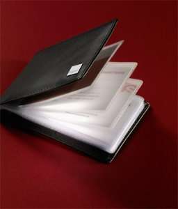 SIGEL Suport pentru cărți de vizită, din piele, 40 buc, SIGEL Torino, negru 31540157 Suporturi pentru documente și carduri