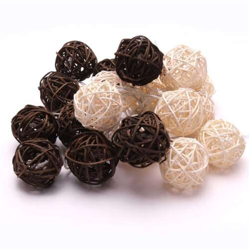 Sphärische Weide/Rattan/4m/weiß + braun/20pcs LED/3xAA Batterie Licht Dekoration (101-05) 57742443