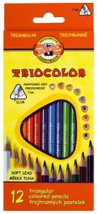 KOH-I-NOOR Triocolor 12 pack triangular colored pencils, soft lead, ergonomic grip, slim, 7mm - Colored Pencil