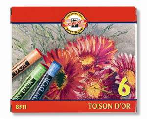 KOH-I-NOOR Toison D'Or Pastellkreide, 6 Farben, 6er Set - Kreiden