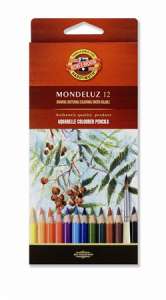 KOH-I-NOOR Mondeluz 12 Aquarell-Farbstifte-Set, 12 verschiedene Farben, Zeichnen, Skizzieren, Malen, wasserlöslich - Farbstifte