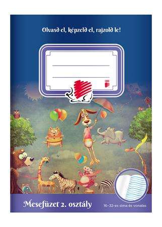 ICO Storybook Notebook for 2nd Grade, A5, 32 pages, lined and blank pages, colorful cover with animals