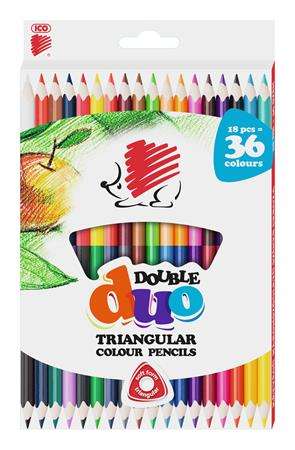ICO Cub's set de creioane colorate triunghiulare cu două capete (36 de bucăți)