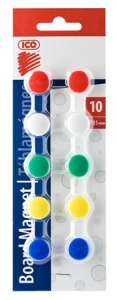 ICO Board Magnet, 15 mm, 10 pack, assorted colors - Presentation Tool