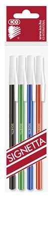 ICO Kugelschreiber-Set, 0,7 mm, mit  Kappe, ICO "Signetta", 4 verschiedene Farben